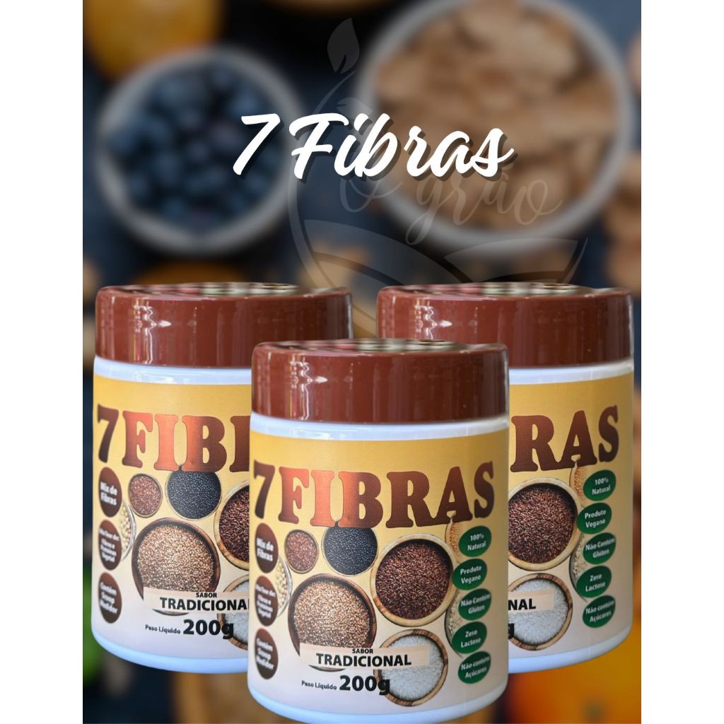 KIT 3x 7 Fibras em Pó 200g – Mix de Fibras Vegetais – Vários Sabores