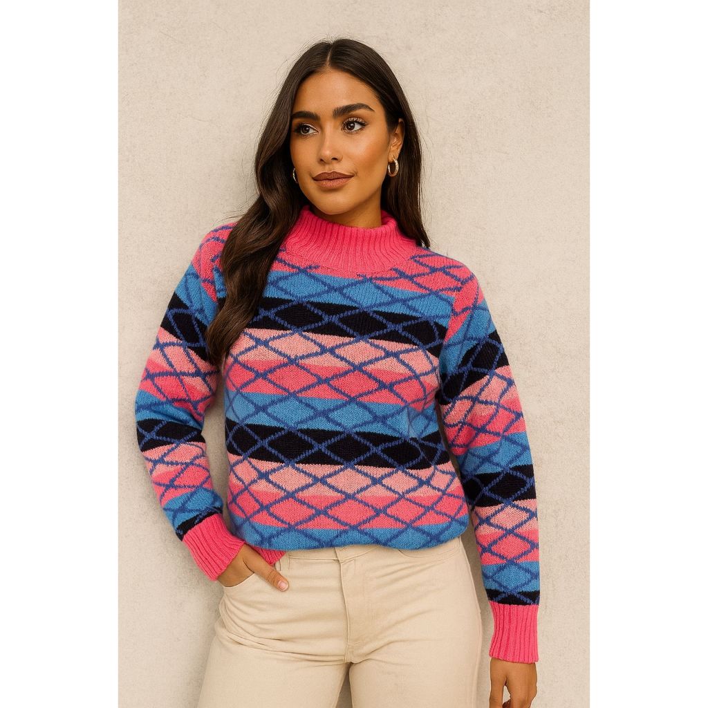 Sueter tricot la blusa feminina listrada xadrez