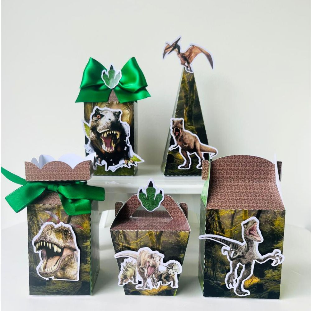 Kit Caixa Dinossauro / Personalizados Dinossauro / Lembrancinhas de Festa / Aniversário / Pegue e Monte.