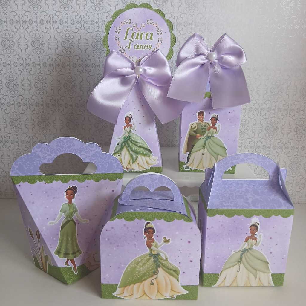 PEGUE E MONTE - Kit Festa Personalizados PRINCESA TIANA / A PRINCESA E O SAPO Lembrancinhas Caixinhas para festa
