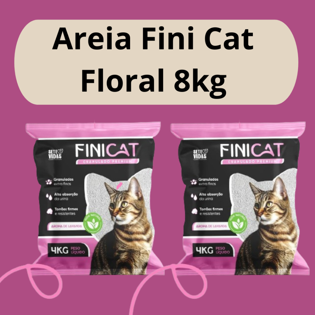 Areia Higiênica para Gatos Fini Cat 8kg (kit com 2 unidades de 4kg)