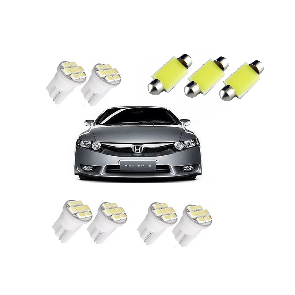 Kit Lâmpadas Led Honda New Civic 2006 a 2011 - Lanterna Teto Placa Porta luva e Porta malas