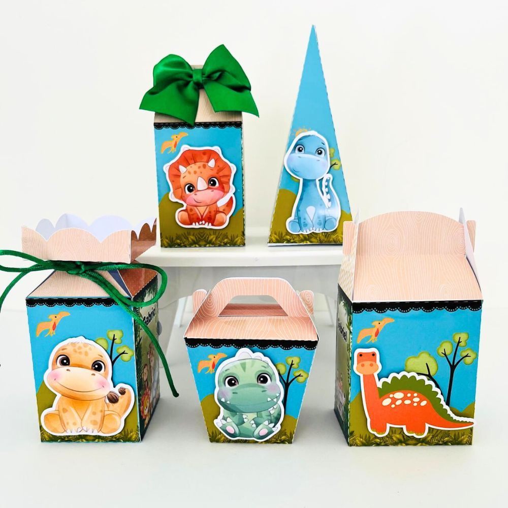 Kit Caixa Dinossauro Baby / Personalizados Dinossauro Baby  / Lembrancinhas de Festa / Aniversário / Pegue e Monte.