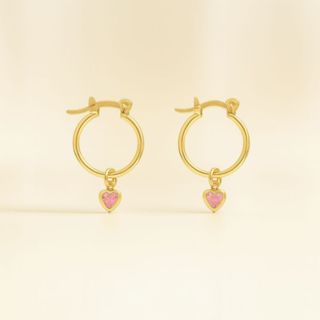 Brinco de Argola Coração Rosa Com Fecho Antialérgico Banhado A ouro18k em Oferta na Shopee
