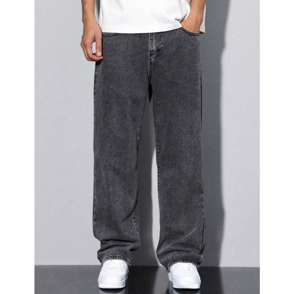Calça Jeans Balão Baggy Escuro Masculina Jeans Claro Reta Larga Estilo Streetwear Vintage Confortável 38-48 em Oferta na Shopee