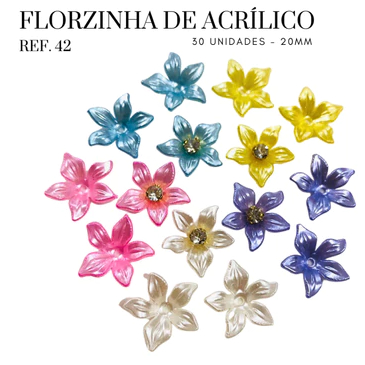 Florzinha de Acrílico 20mm, Ref.42 (30 unidades) - Para Artesanato e Customização em Oferta na Shopee