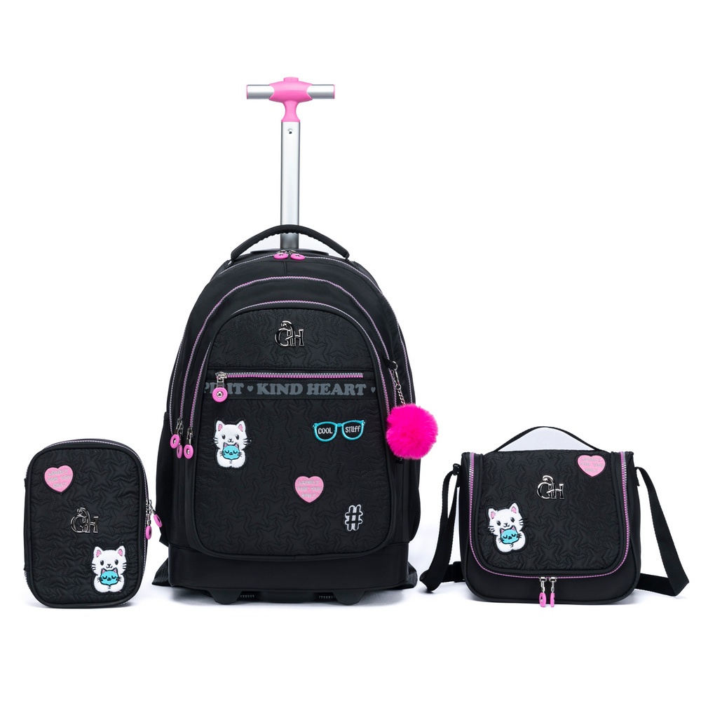 Kit Mochila Infantil Lancheira Estojo Escolar Bolsa Viagem Carrinho 31L