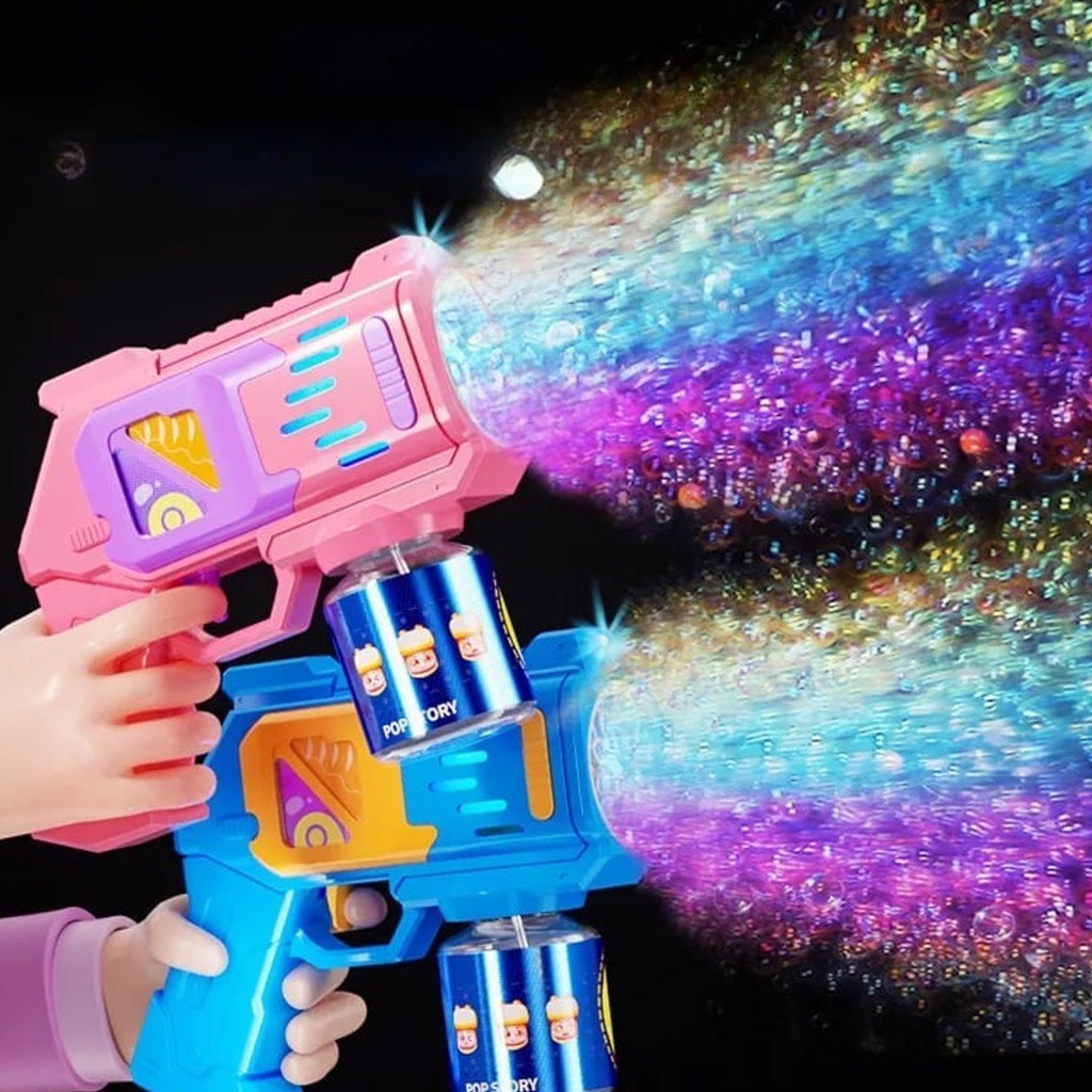 Lança Bolhas de Sabão Infantil Automática Arminha com Luz Brinquedo Divertido para Crianças