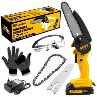 Moto Serra A Bateria Mini Serra Eletrica 21v Bivolt + Oculos e Luvas em Oferta na Shopee