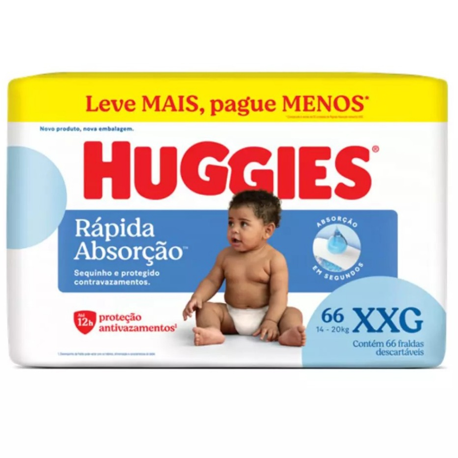 Fralda Descartável  Huggies Tripla Proteção Hiper - Tamanho XXG- Com 66 Unidades