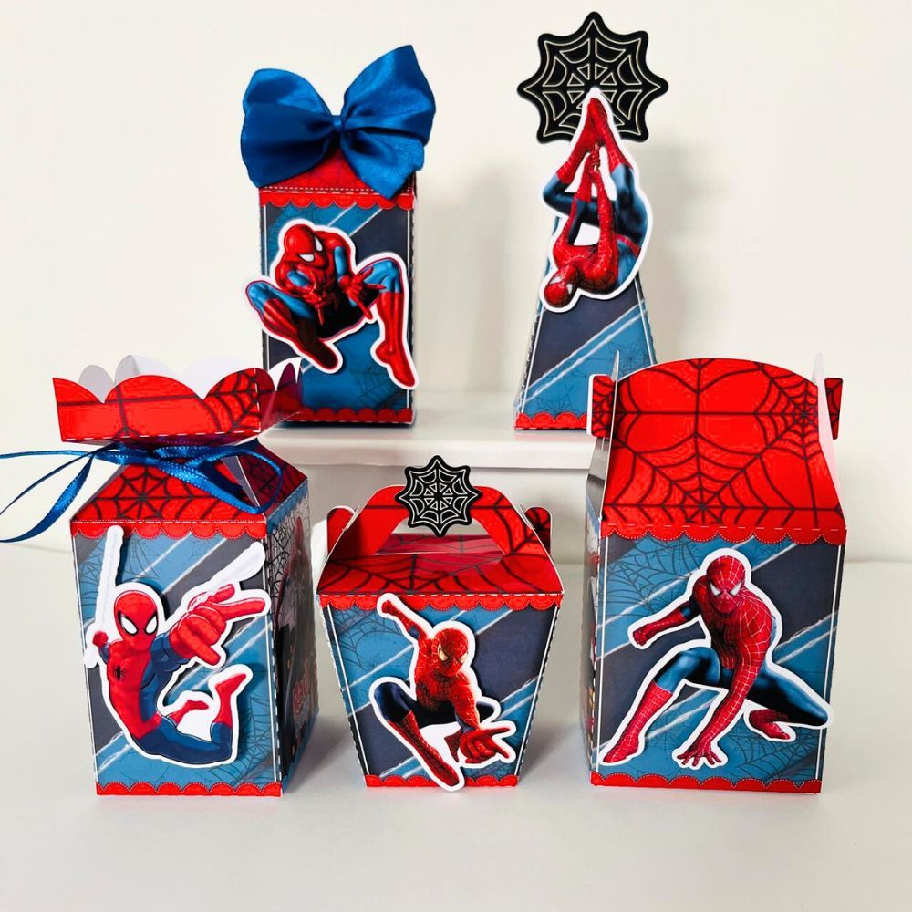 Kit Caixa Homem Aranha / Personalizados Homem Aranha / Lembrancinhas de Festa / Aniversário / Pegue e Monte.