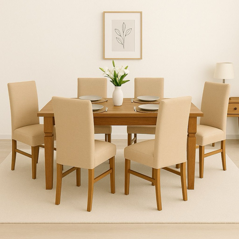 Kit 6 Capas De Cadeira Jantar em Malha Com Elástico