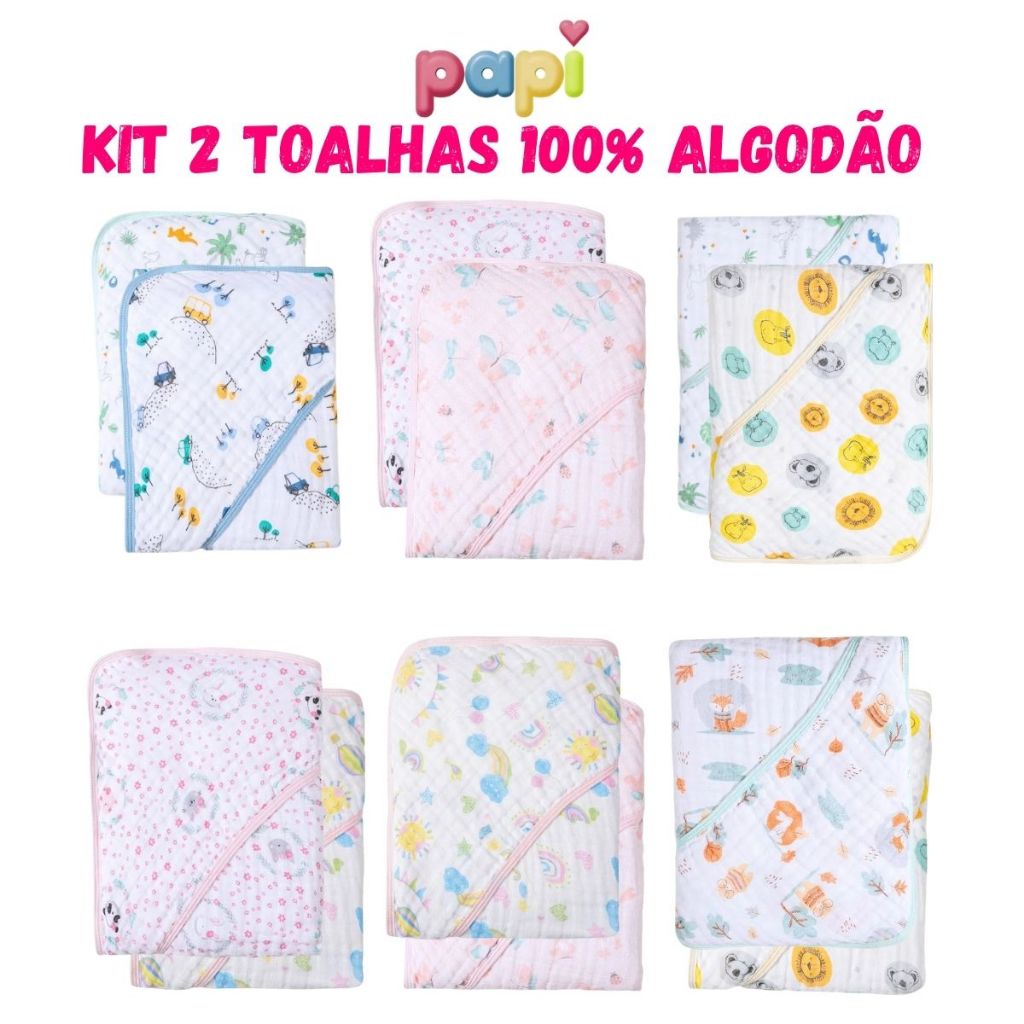 Kit 2 Toalha de Banho Bebê Soft Fralda com Capuz Recem-nascido 100%algodão Menina Menino em Oferta na Shopee