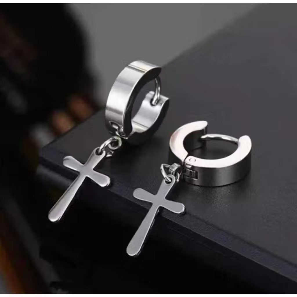 Par Brinco Masculino Argola Cruz Aço Inox em Oferta na Shopee