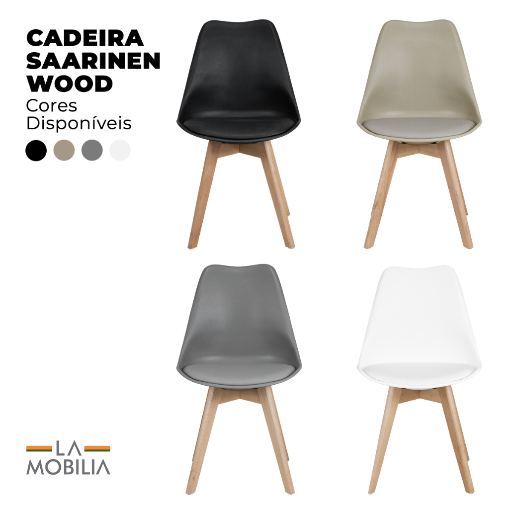 Cadeira Sala de Jantar Saarinen Leda Estofada Wood - Cores - Home & Living