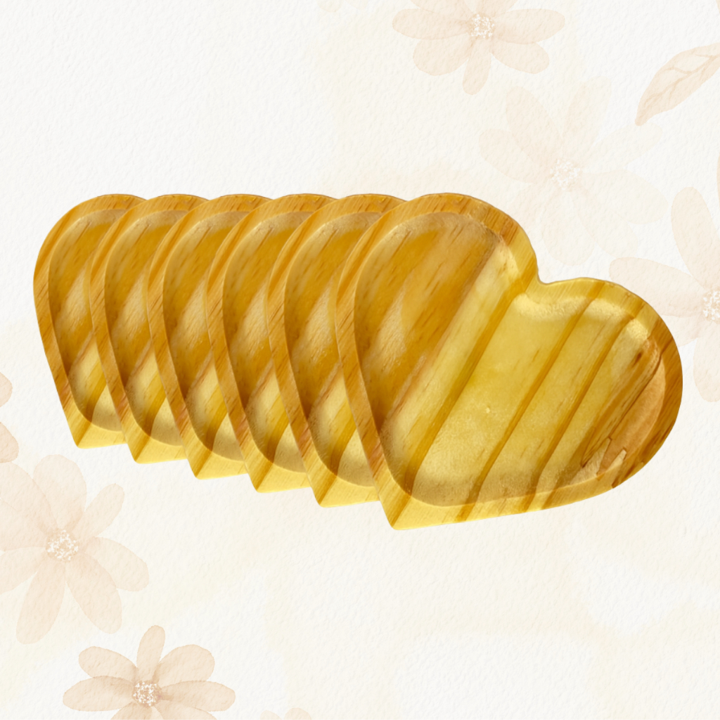 Kit Jogo Porta Suporte Apoio Pires de Coração para Copos Canecas Xícara Madeira Mesa Posta Cozinha