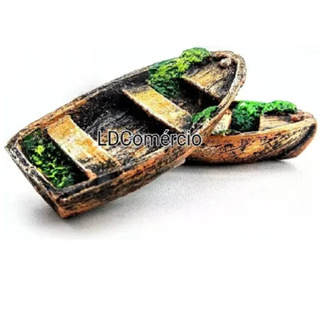Barco de resina para decorar Canoa velha Pequena Enfeite Aquários / beteiras Água Peixes Decoração em Oferta na Shopee