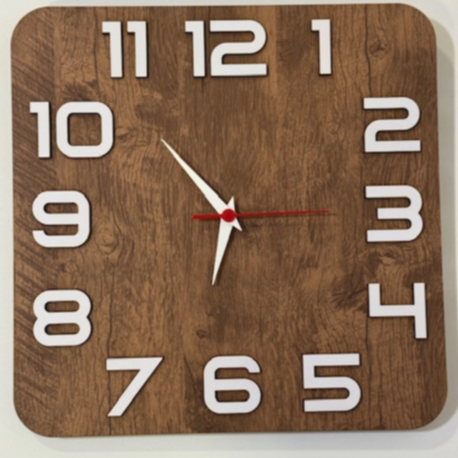 Relógio de Parede Quadrado com Apliques em MDF em Oferta na Shopee