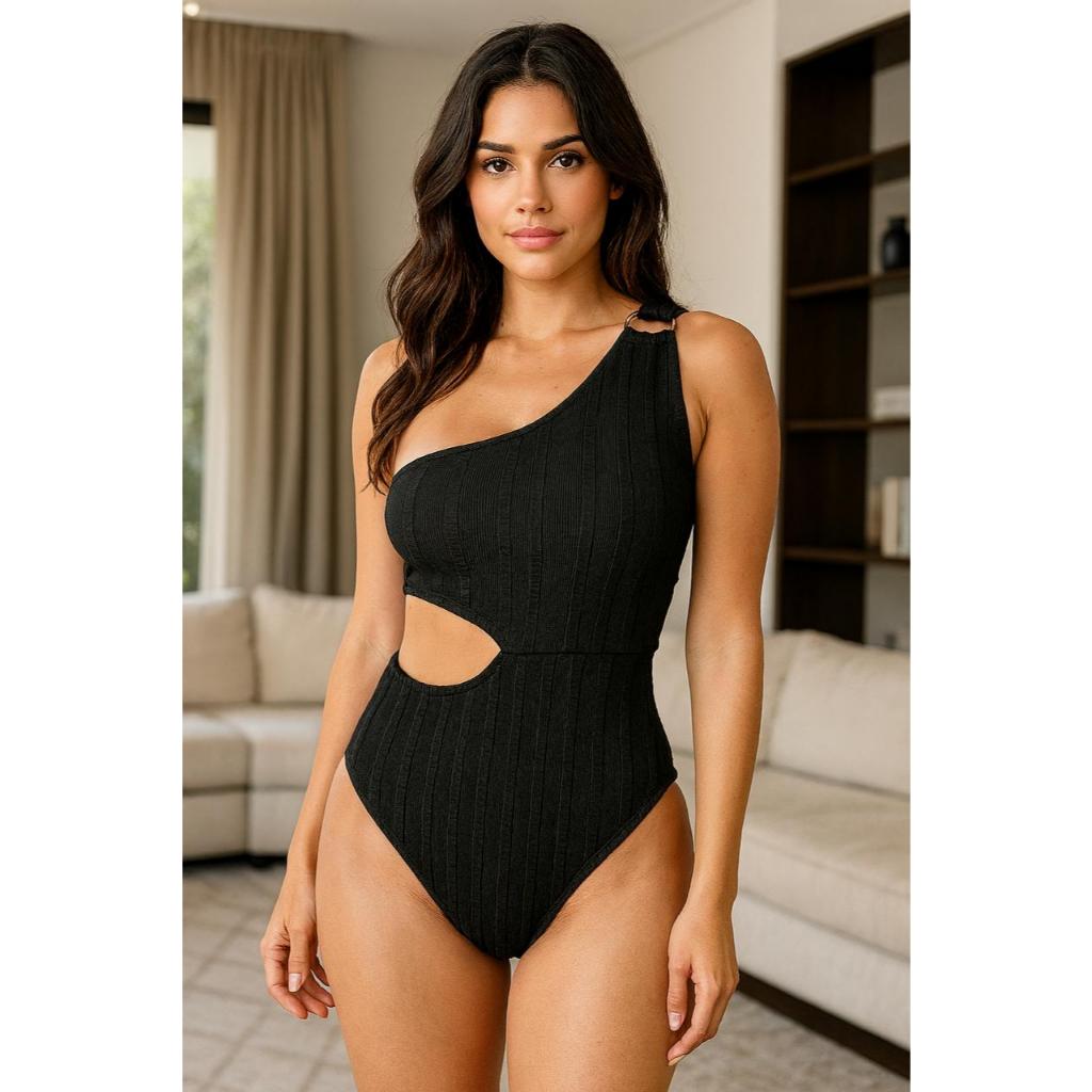 BODY MULA MANCA RIBANA UM OMBRO SÓ ELEGANTE COM BOJO MODA VERÃO em Oferta na Shopee