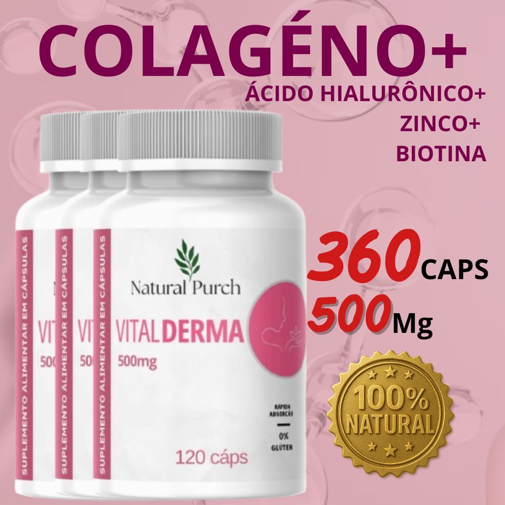 Colágeno Verisol + Ácido Hialurônico + Zinco + Biotina + Coenzima Q10 - 120 cápsulas 500mg