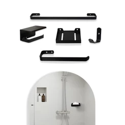Kit Acessórios Para Banheiro 5 Peças Preto Fosco | Resistente Alta Qualidade