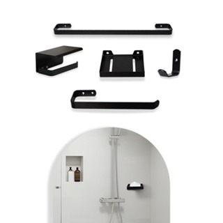 Kit Acessórios Para Banheiro 5 Peças Preto Fosco | Alumínio de Alta Qualidade em Oferta na Shopee