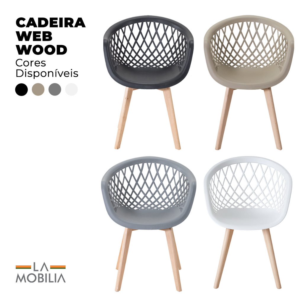 Cadeira Sala de Jantar Web Wood Cores Diversas - Home & Living