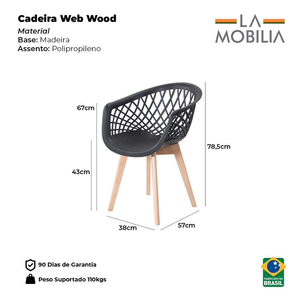Cadeira Web Wood Polipropileno Sala de Jantar e Cozinha · foto 2