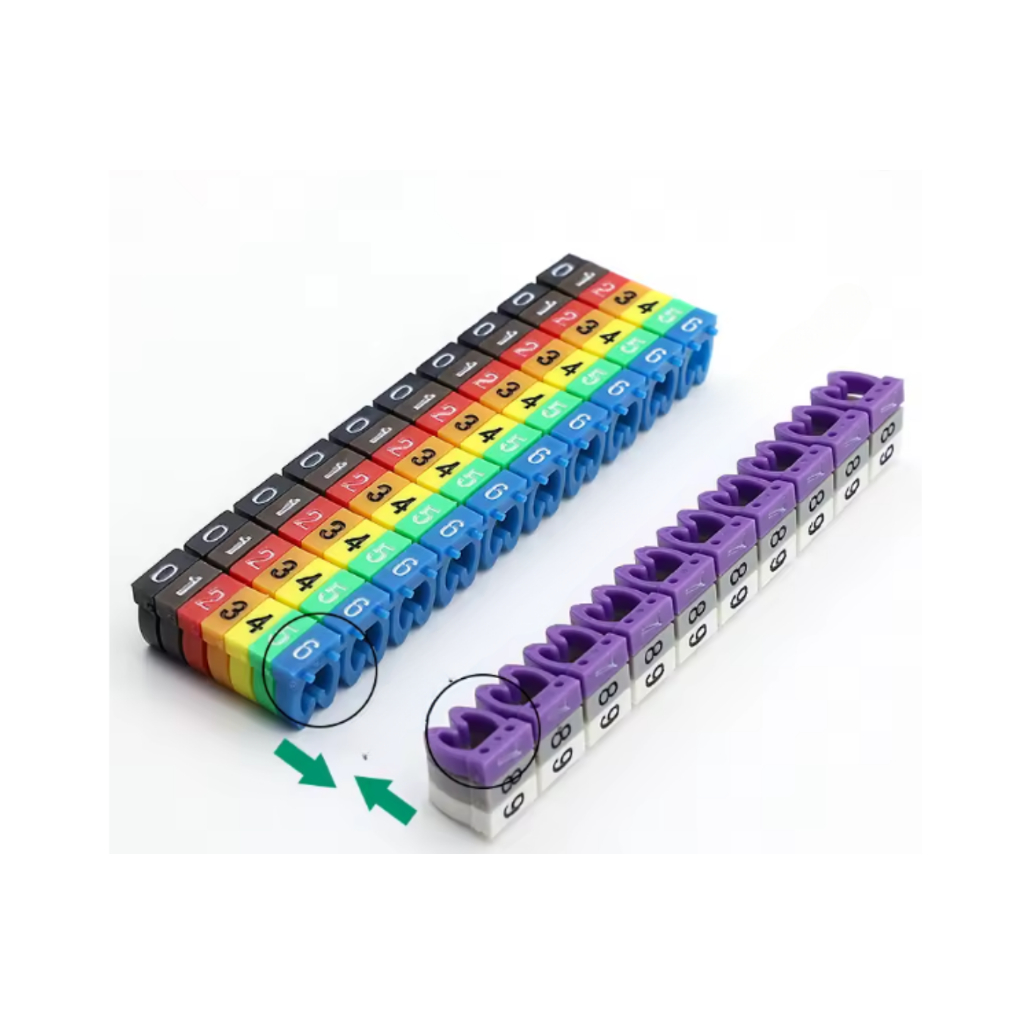 Kit Identificador Marcador Fios Cabos Anilhas Coloridas 100pcs 0a9 16mm - 25mm