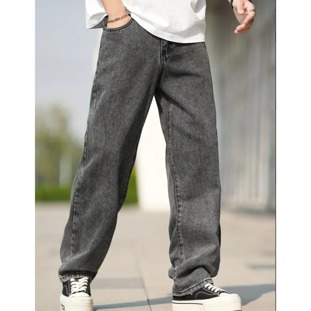 Calça Jeans Balão Baggy Masculina Reta Larga Estilo Streetwear Vintage Confortável 38-48