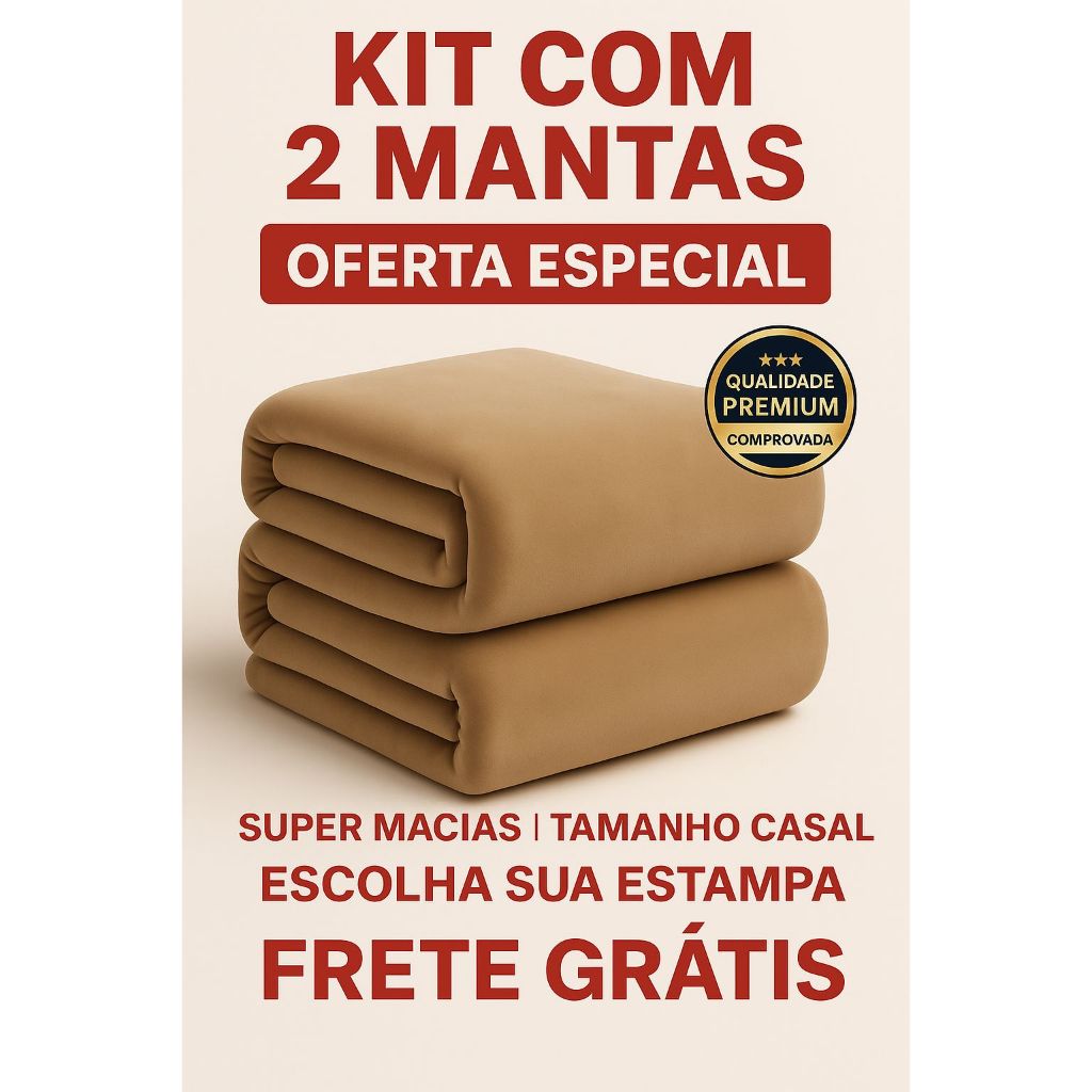 cobertor casal manta grossa gigante kit 2 Peças