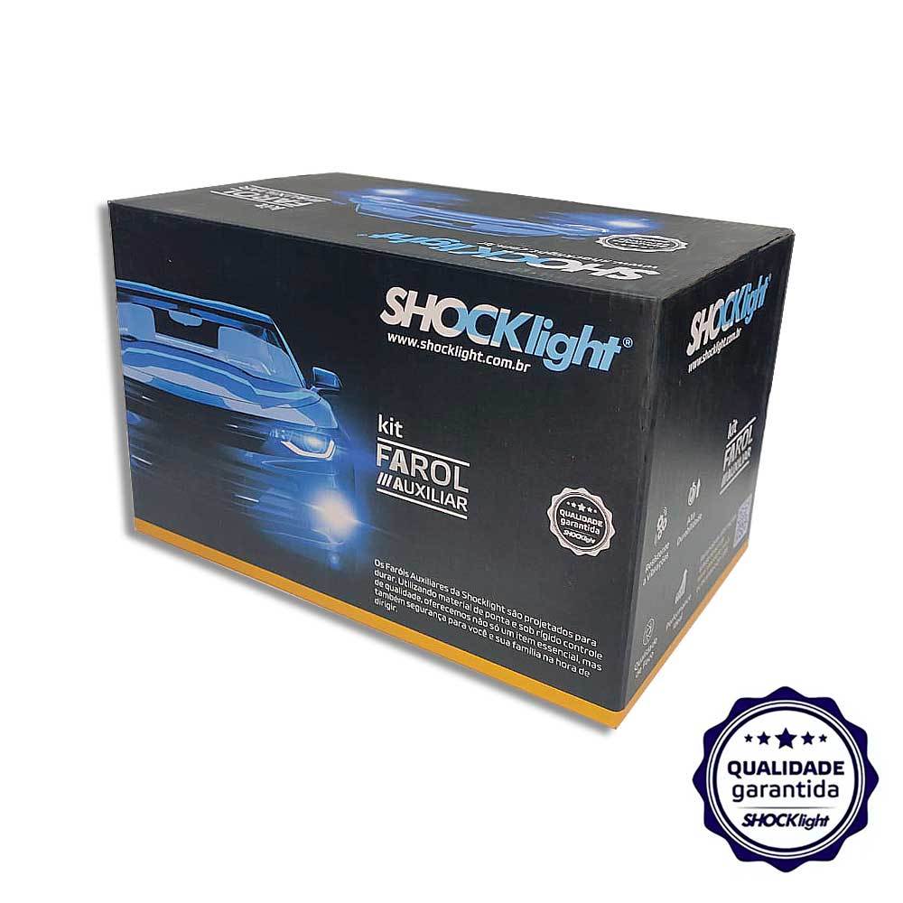 Kit Farol de Milha Shocklight - Onix Joy 2020 a 2022 Moldura Preta Botão Bipartido Azul