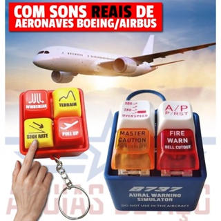 NOVO chaveiro com SONS REAIS de aviões BOEING/AIRBUS - PULLUP! TERRAIN! Entre outros em Oferta na Shopee