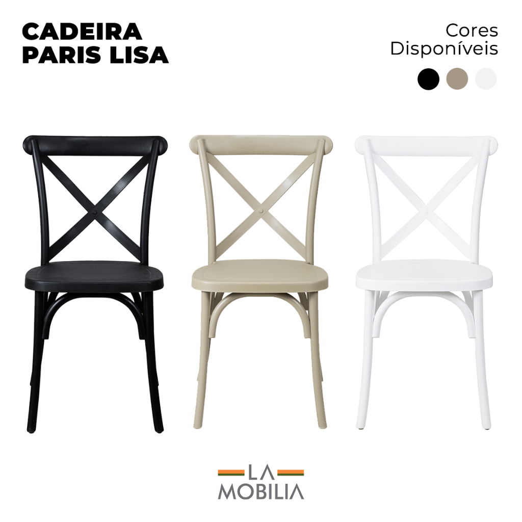 Cadeira Paris Katrina Cross Empilhável La Mobilia em Oferta na Shopee