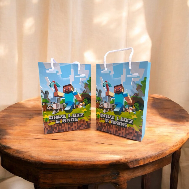 sacolinha personalizada minecraft/festa infantil/Aniversario/lembrancinha/supresa