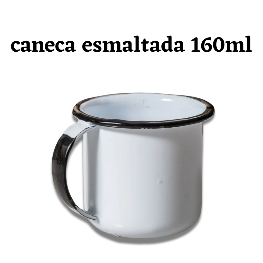 Caneca Agata Esmaltada 160ml Branca Ewel