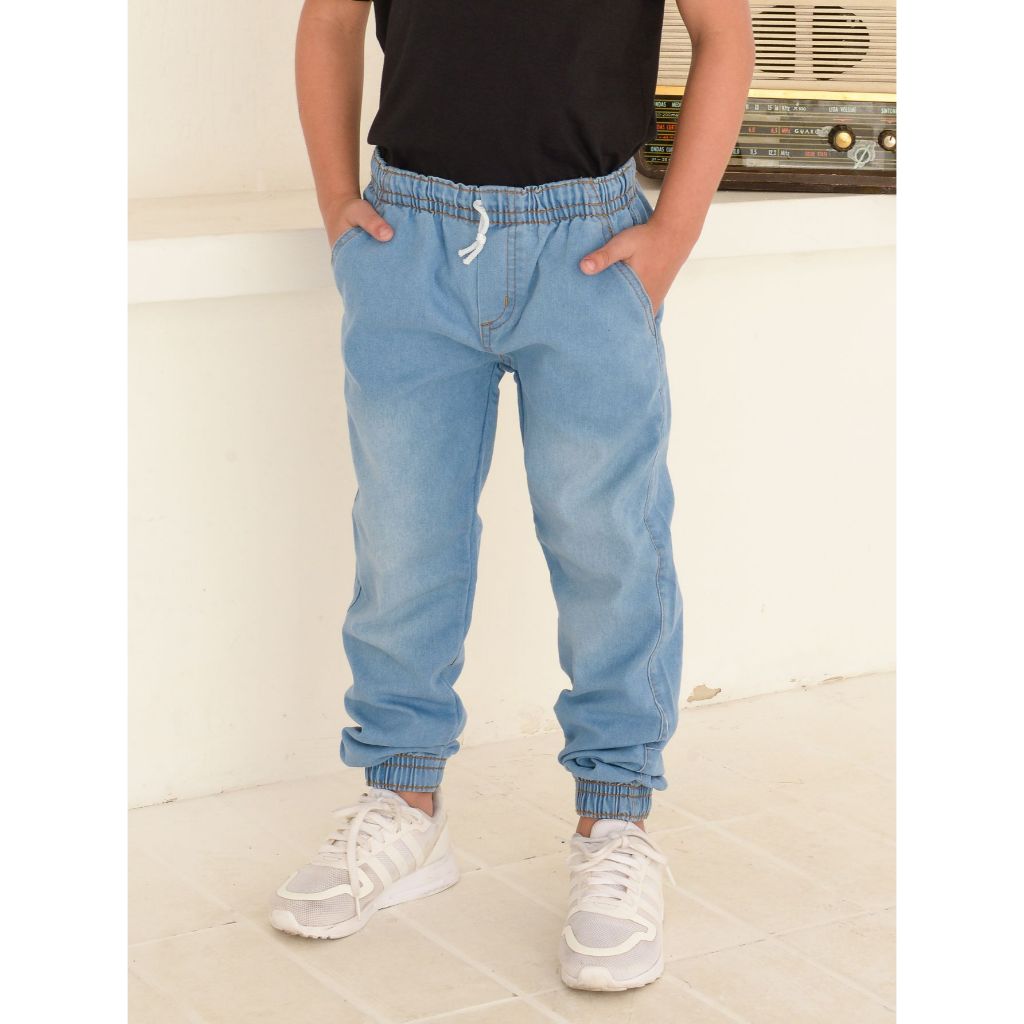 Calça infantil e Juvenil Jogger Sarja e Jeans Com Elástico e Punho