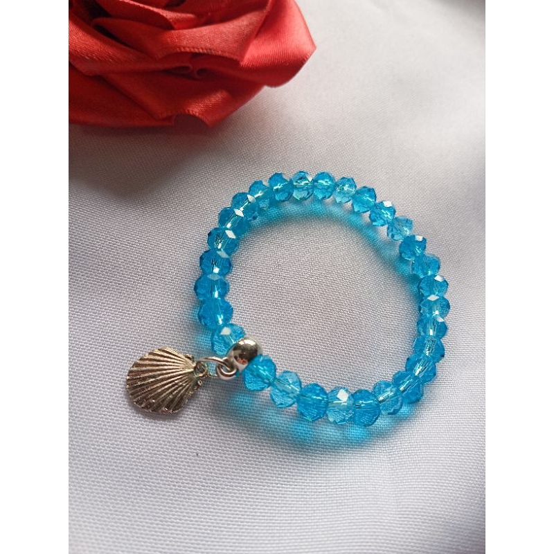 Pulseira de proteção Iemanjá cristal 8mm com pingente de concha umbanda/candomblé - PROMOÇÃO