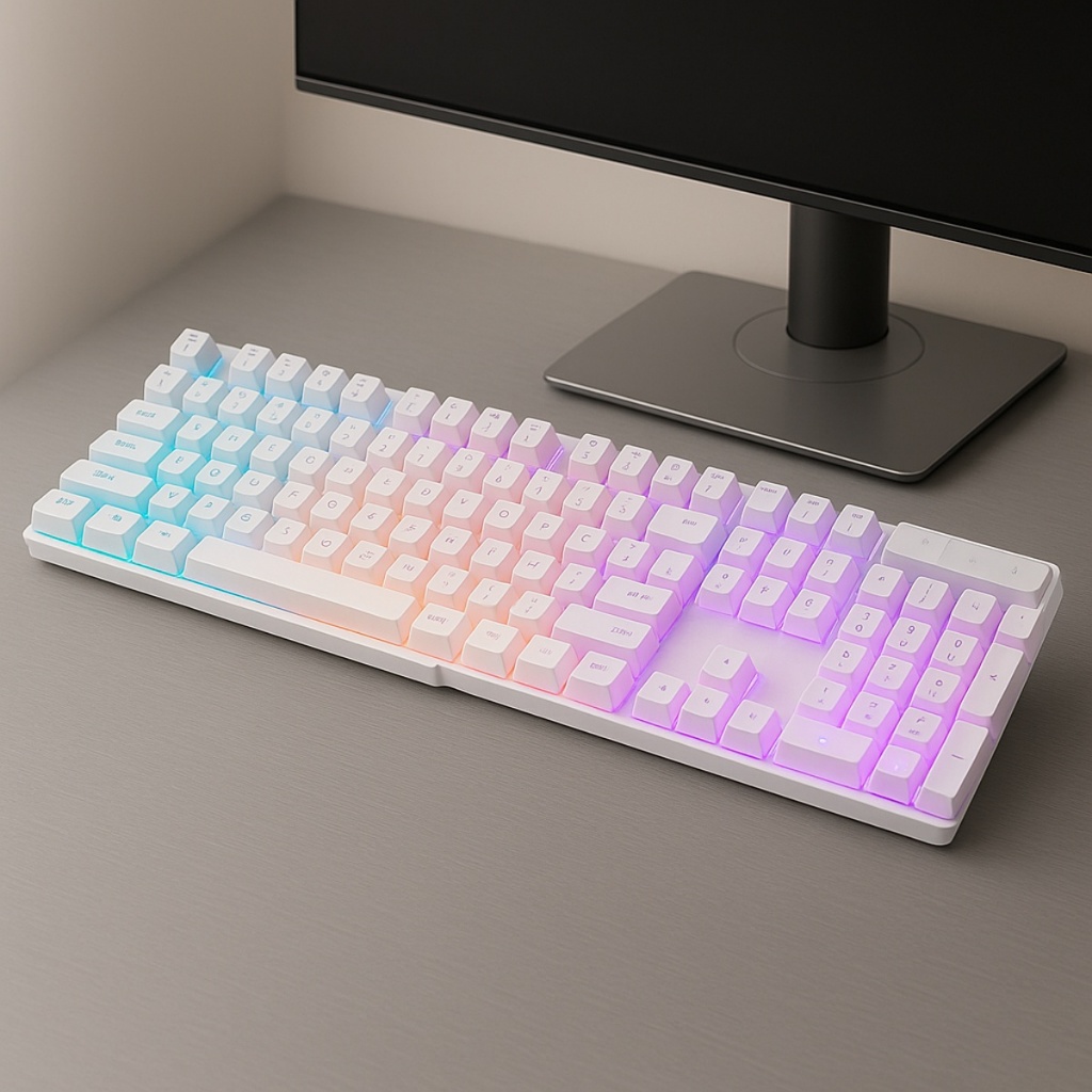 Teclado Gamer Force Branco LED USB ABNT2 Teclado Iluminado para PC Jogos e Digitação Precisa TC201