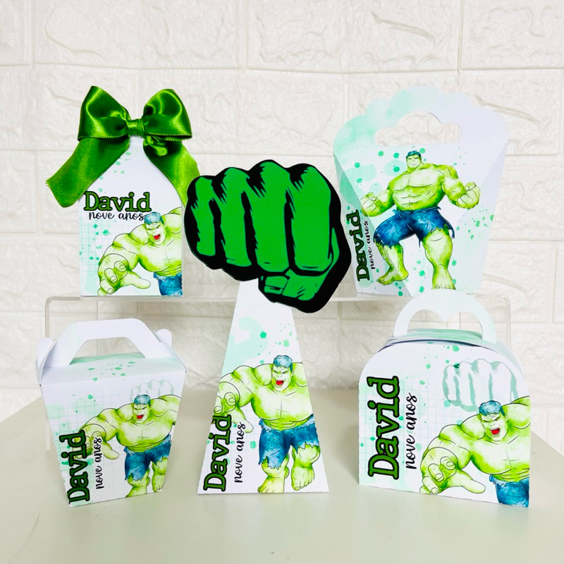 kit caixinhas personalizadas HULK, caixinhas hulk, personalizados hulk, caixa milk (PEGUE E MONTE)