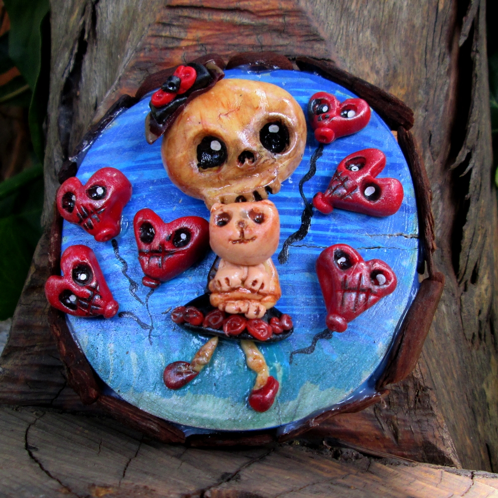 Quadrinhos Colecionáveis Artesanais em Madeira com Arte em Biscuit e Pintura à Mão - Turma do Além