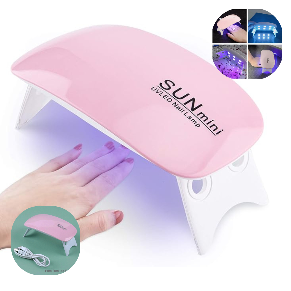Mini Cabine Secador de Unha Gel Acrílica Esmalte Led UV Portátil Dobravel Usb Bivolt Sun Mini