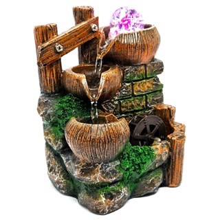 Fonte De Água Cascata Relaxante Decorativa Com LED 3 Quedas Moinho em Oferta na Shopee