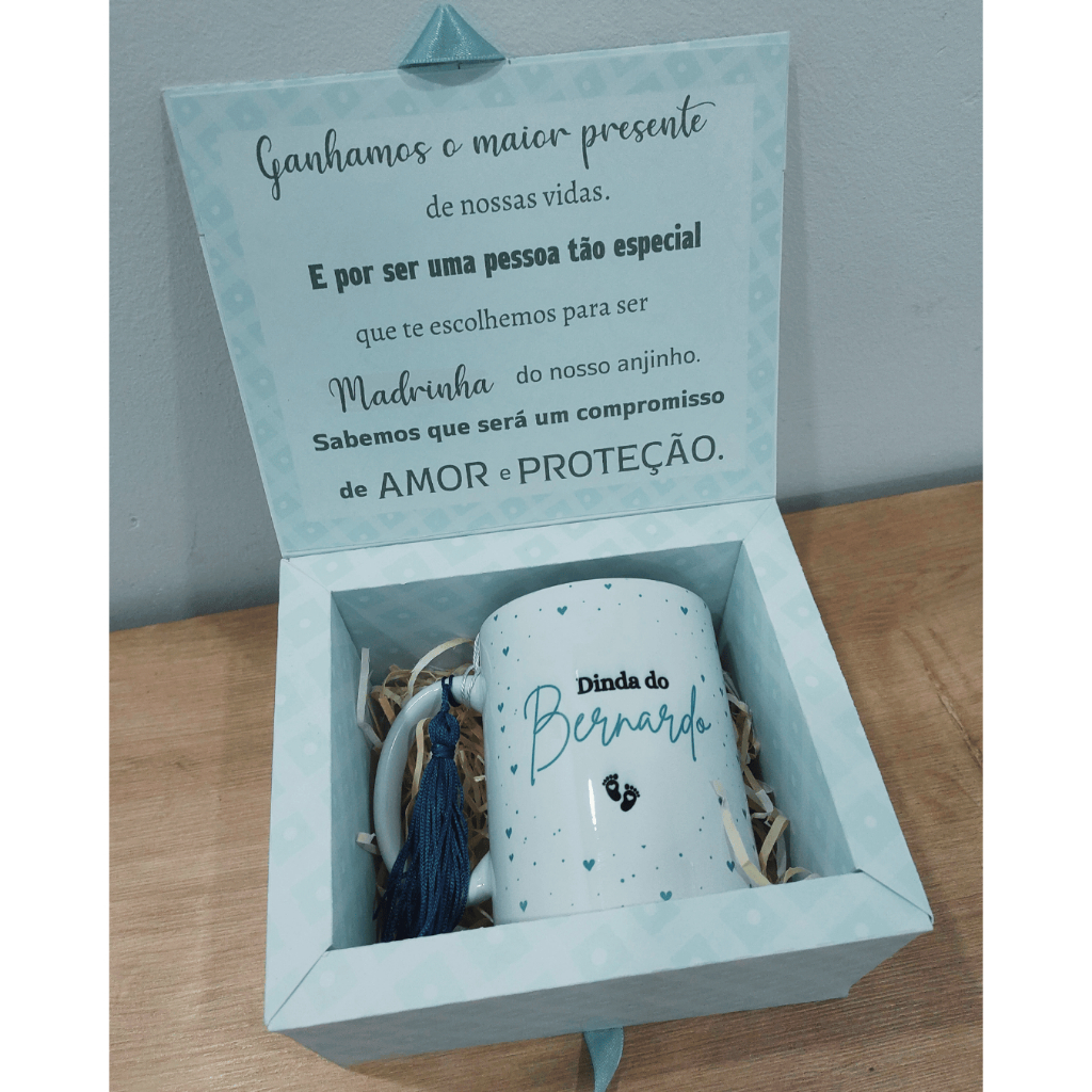 Convite Padrinhos Personalizado Caixa + Caneca modelo clássico ou luxo | Batismo, Casamento ou Consagração em Oferta na Shopee