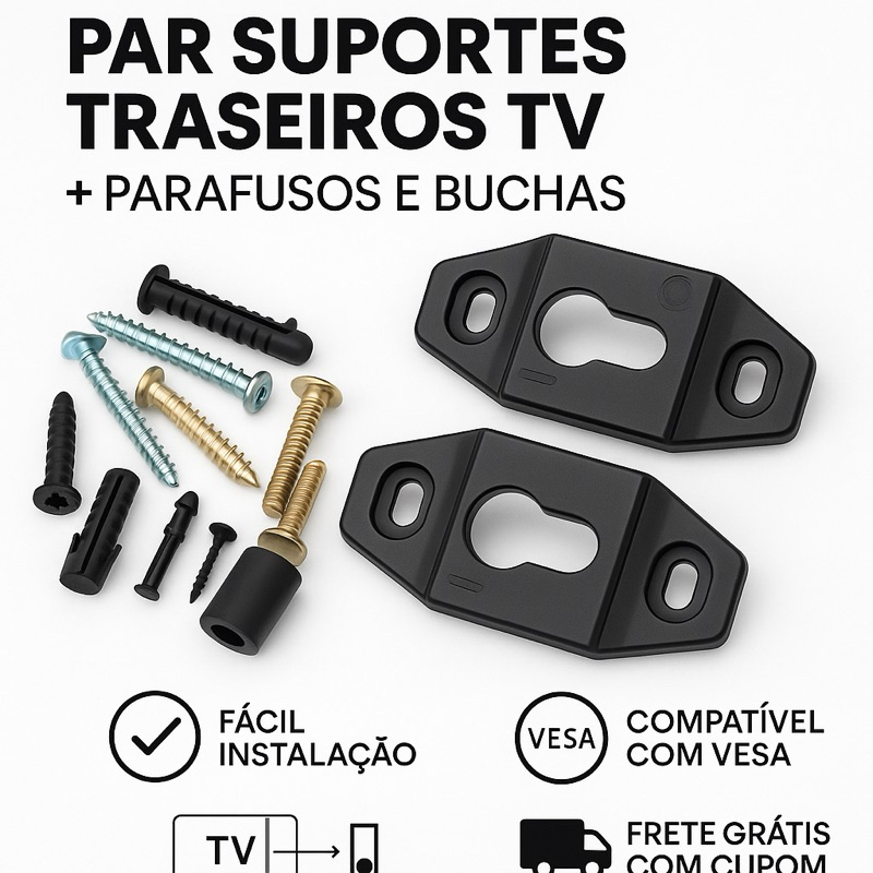 Kit Suporte Traseiro TV Universal com Parafusos e Buchas | Instalação Fácil- Envio imediato em Oferta na Shopee
