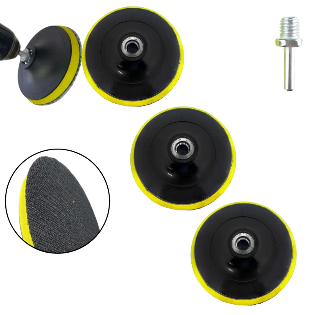 Kit 3 Base Lixa Velcro 125mm M14 Starfer - Para Lixadeira/Esmerilhadeira Profissional