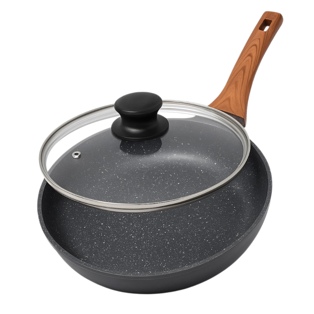 Imagem Frigideira De Ceramica Antiaderente 28 ou 26 CM Com Tampa Pomel Frita Sem Oleo