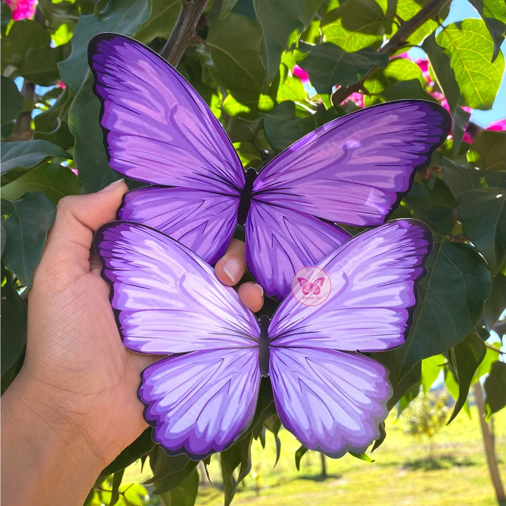 12 Borboletas 15CM  Dois Tons de Roxo |Decoração Painel, Balão, Festa Jardim Encantado em Oferta na Shopee