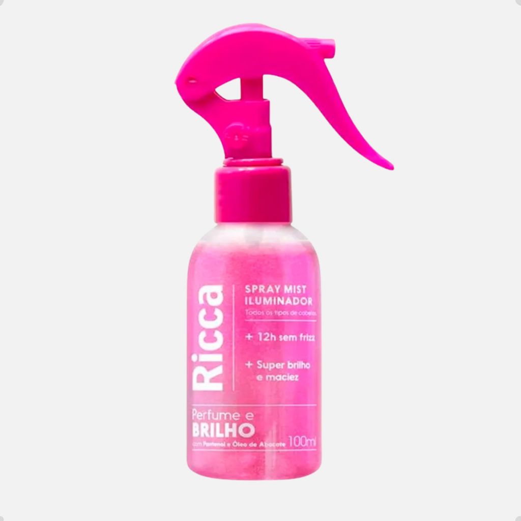 Spray Iluminador Ricca Mist 100ml Perfume Brilho Controle Frizz Hidratação Cabelos sem sulfato em Oferta na Shopee