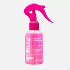 Spray Iluminador Ricca Mist 100ml Perfume Brilho Controle Frizz Hidratação Cabelos sem sulfato